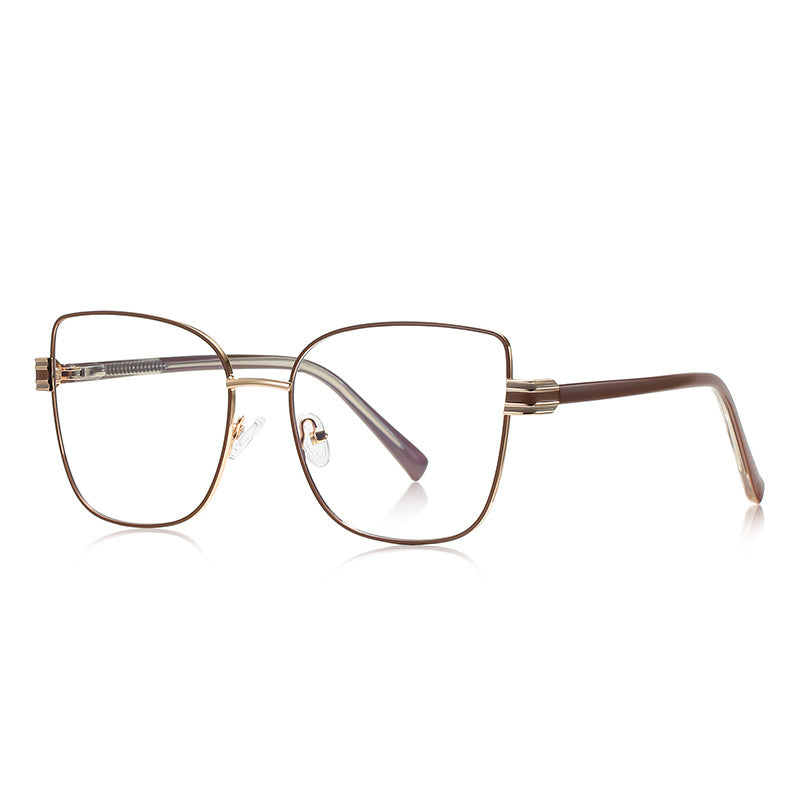 Multi-Groove Hinge Butterfly Square Blue Light Blocking Glasses in Tortoiseshell Brown & Gold