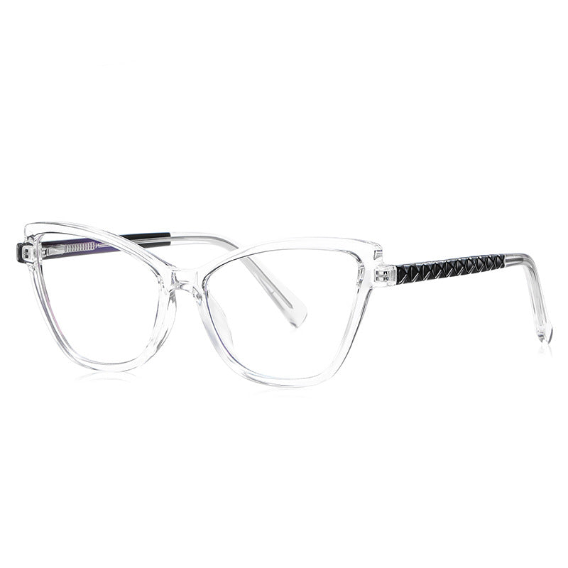 Pyramid Stud Cat Eye Blue Light Blocking Glasses in Crystal Clear with Black Temples