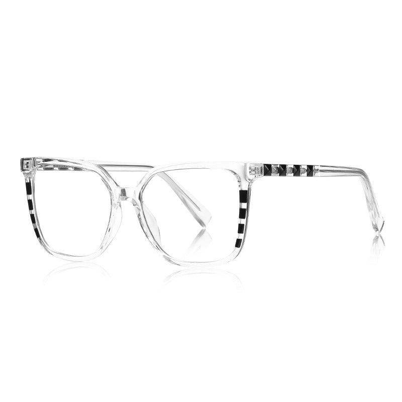 Pyramid Stud Square Blue Light Blocking Glasses in Crystal Clear