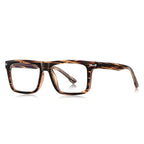 Wide Rectangular Flat Top Acetate Blue Light Blocking Glasses in Tortoiseshell Stripe