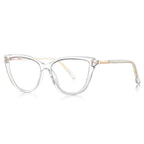 Barrel Hinge Cat Eye Blue Light Blocking Glasses in Crystal Clear & Gold