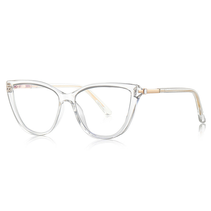Barrel Hinge Cat Eye Blue Light Blocking Glasses in Crystal Clear & Gold