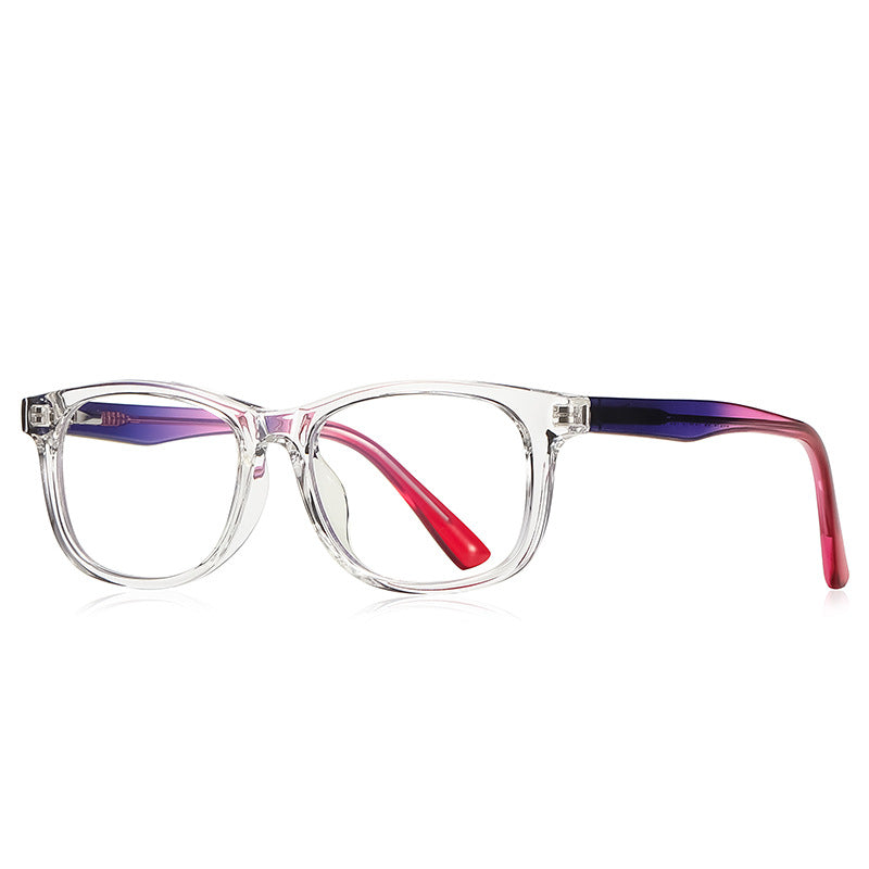 Gradient Square Blue Light Blocking Glasses in Crystal Clear & Blue Violet