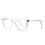 Hexagon Clasp Cat Eye Blue Light Blocking Glasses in Crystal Clear