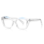 Sculpted Wave Cat Eye Blue Light Blocking Glasses in Crystal Clear