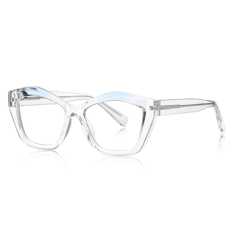 Sculpted Wave Cat Eye Blue Light Blocking Glasses in Crystal Clear