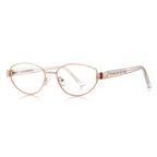 Woven Temple Oval Blue Light Blocking Glasses in Rose Gold & Clear