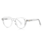 Dual Rivet Crown Panto Blue Light Blocking Glasses in Crystal Clear
