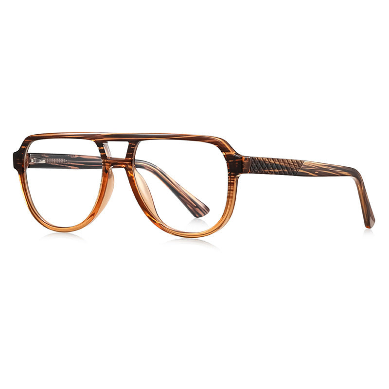 LENSVA Diamond Knurl Aviator Blue Light Glasses in Amber Woodgrain Tortoise