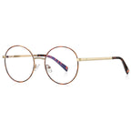 Enamel Rim Round Metal Blue Light Blocking Glasses in Gold & Amber Tortoiseshell Rim