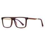 Mesh Temple Navigator Blue Light Blocking Glasses in Translucent Dark Burgundy with Gold Mesh Temples