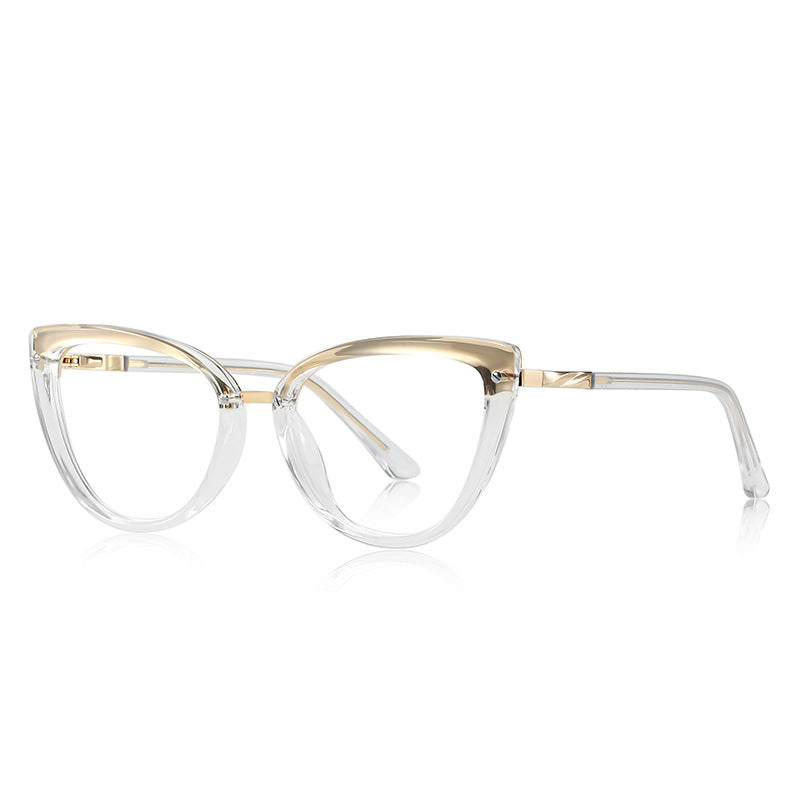 Gold Bridge Cat Eye Blue Light Blocking Glasses in Crystal Champagne