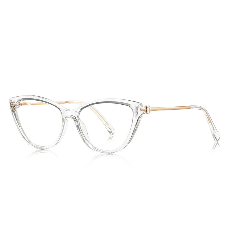Baguette Crystal Cat Eye Blue Light Blocking Glasses in Crystal Clear