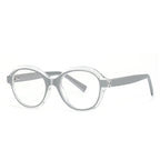 Layered Rim Round Blue Light Blocking Glasses in Crystal Clear