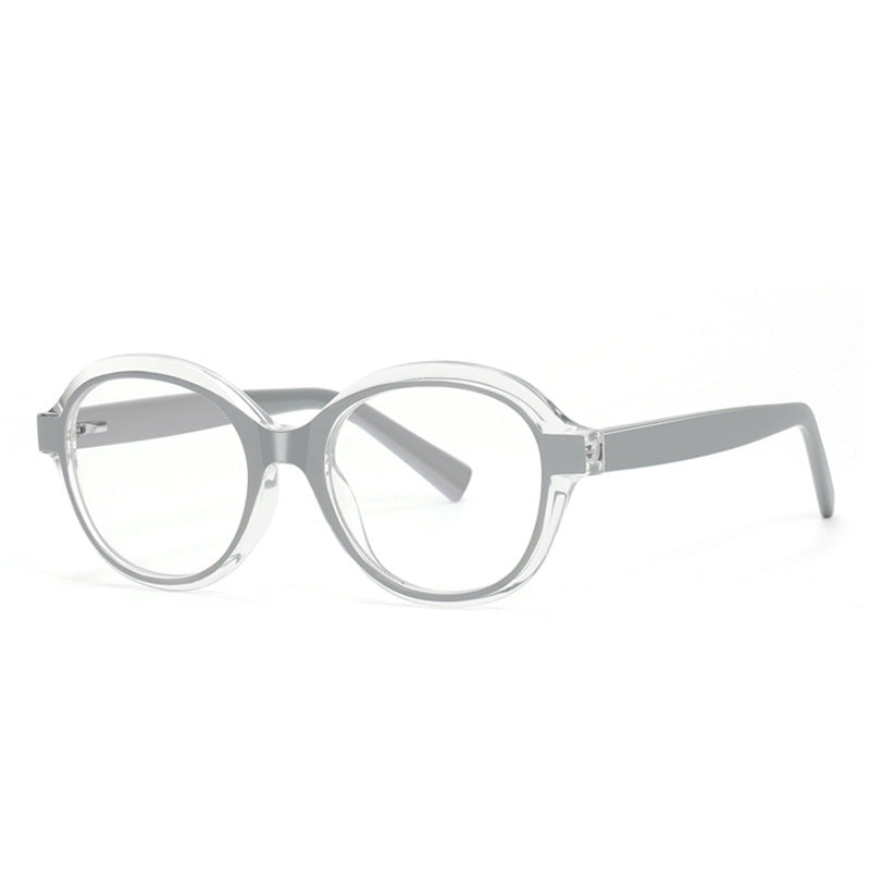 Layered Rim Round Blue Light Blocking Glasses in Crystal Clear