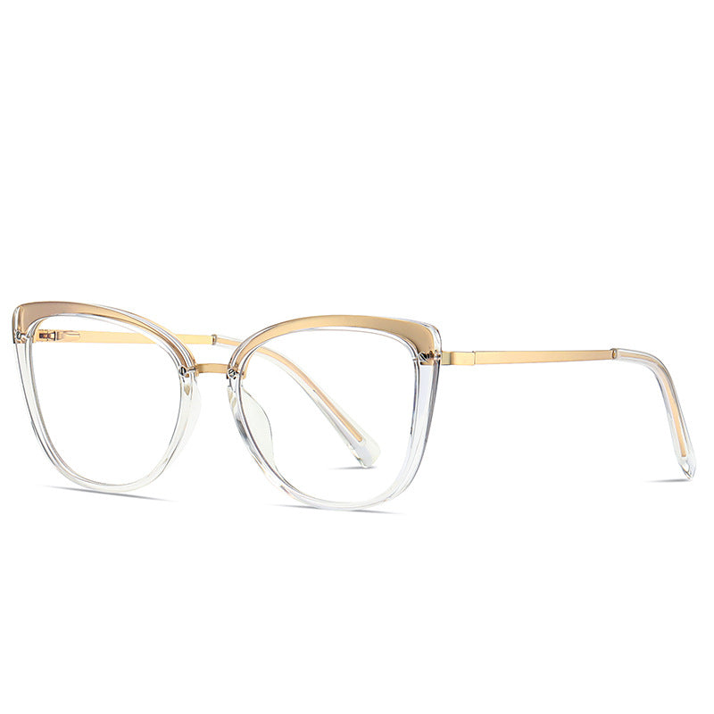 Gradient Metal Bridge Cat Eye Blue Light Blocking Glasses in Amber Leopard Tortoiseshell
