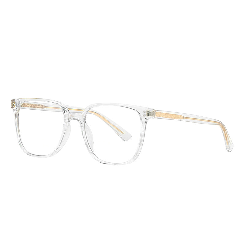 Engraved Wire Core Square Blue Light Blocking Glasses in Crystal Clear & Gold