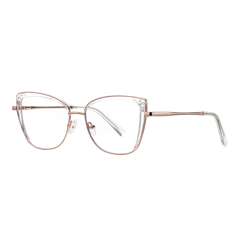 Cutout Wing Butterfly Blue Light Blocking Glasses in Crystal Clear & Rose Gold