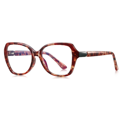 Barrel Hinge Butterfly Blue Light Blocking Glasses in Burgundy Tortoiseshell with Slate Barrel Hinge