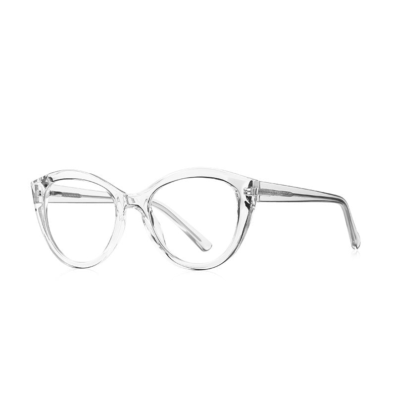 Round Cat Eye Blue Light Blocking Glasses in Crystal Clear