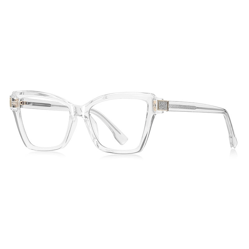 Pavé Hinge Cat Eye Blue Light Blocking Glasses in Crystal Clear