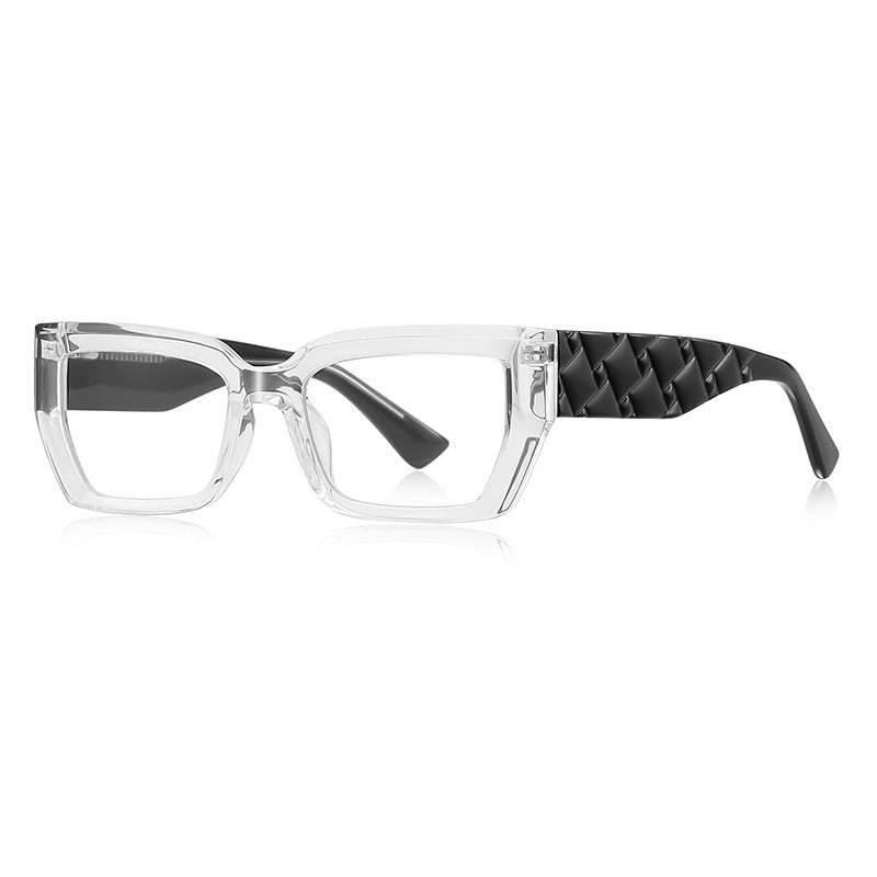Woven Temple Square Blue Light Blocking Glasses in Crystal Clear