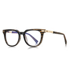 Fluted Hinge Square Blue Light Blocking Glasses in Amber Tiger Striped Tortoiseshell & Gold