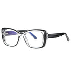 Grooved Temple Butterfly Blue Light Blocking Glasses in Crystal Clear & Black