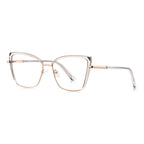 Triangle Accent Butterfly Blue Light Blocking Glasses in Rose Gold & White