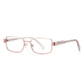 Grid-Texture Metal Rectangle Blue Light Blocking Glasses in Rose Gold & Clear