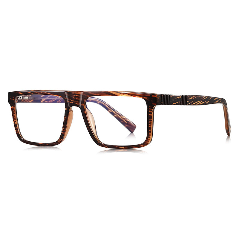 LENSVA Ribbed Band Flat Top Blue Light Glasses in Amber Tortoise
