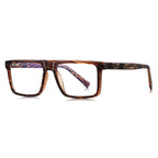 LENSVA Ribbed Band Flat Top Blue Light Glasses in Amber Tortoise