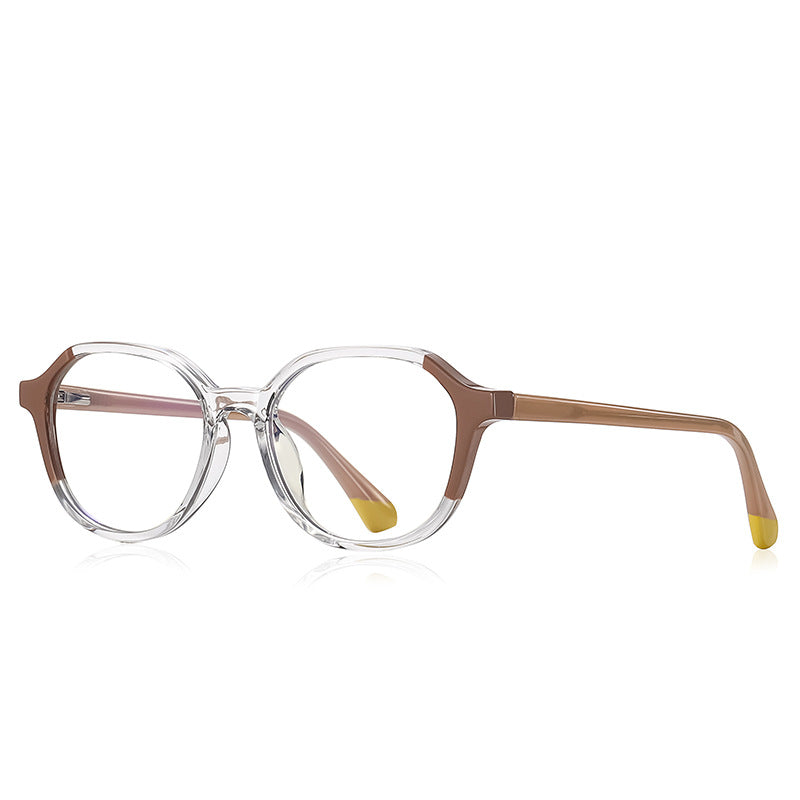 Dipped Tip Geometric Round Blue Light Blocking Glasses in Crystal Clear & Yellow