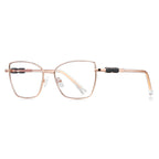 Beaded Temple Butterfly Blue Light Blocking Glasses in Rose Gold with Peach Enamel