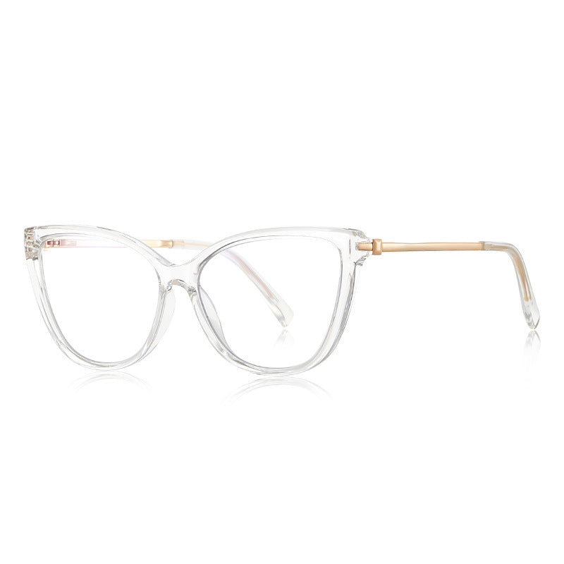 Gold Temple Butterfly Cat Eye Blue Light Blocking Glasses in Crystal Clear & Gold