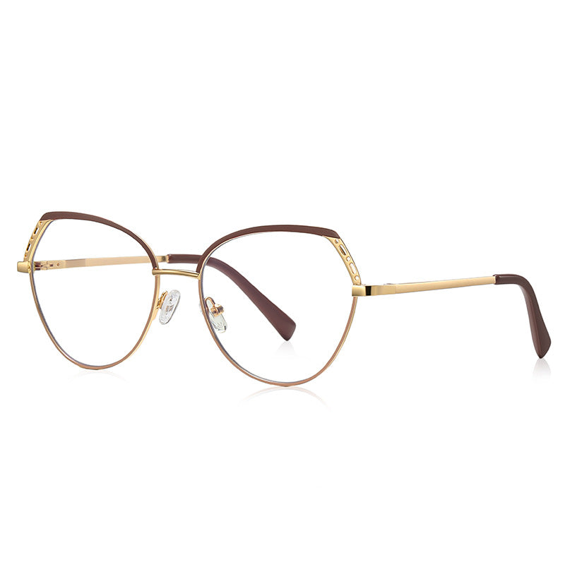 Lace Wing Butterfly Blue Light Blocking Glasses in Gold with Emerald Green Brow