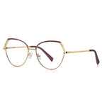 Lace Wing Butterfly Blue Light Blocking Glasses in Gold with Emerald Green Brow