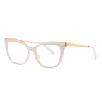 Gold Trim Cat Eye Blue Light Blocking Glasses in Pearl White & Gold