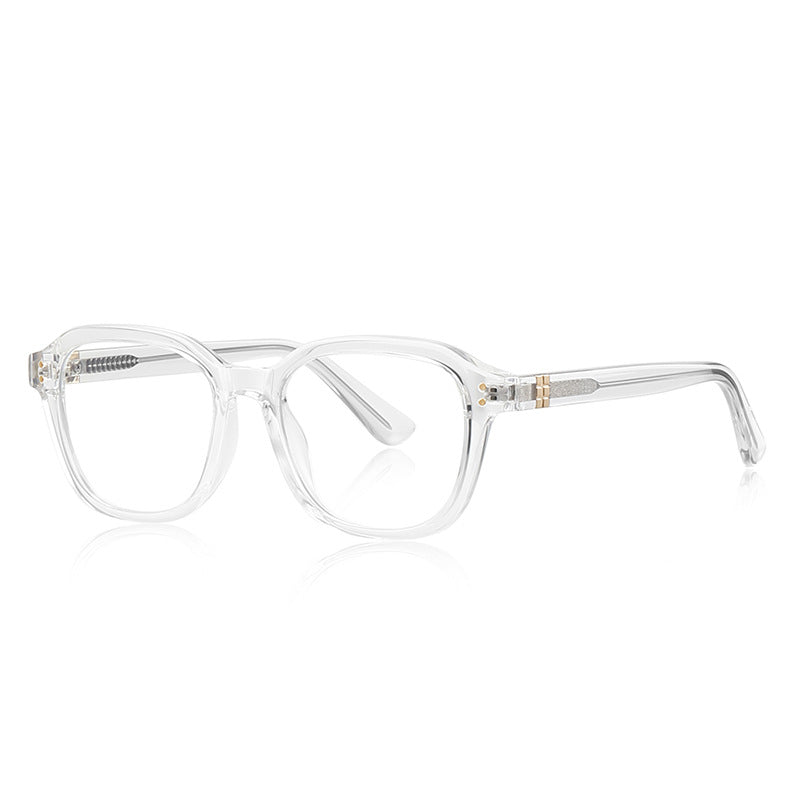 Double-Bar Hinge Square Blue Light Blocking Glasses in Crystal Clear