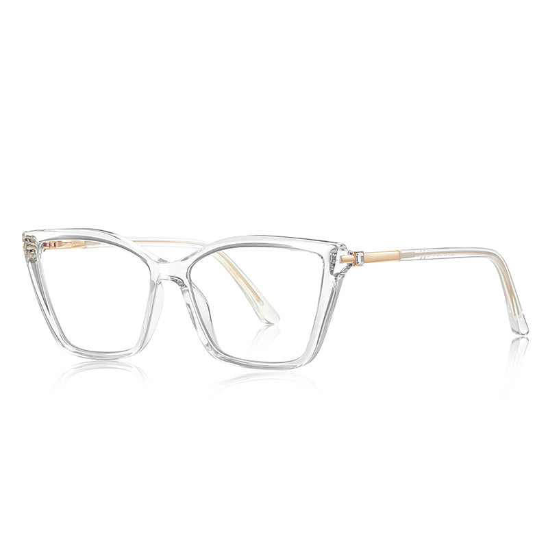 Gold Band Cat Eye Blue Light Blocking Glasses in Crystal Clear