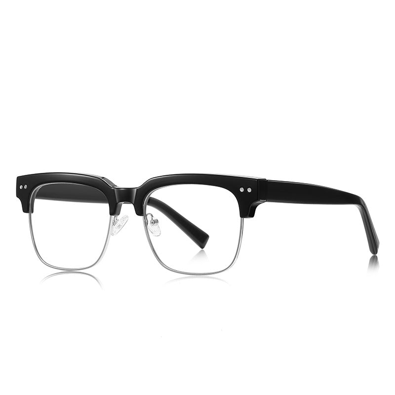 Vintage Browline Blue Light Blocking Glasses in Black & Silver