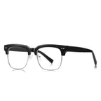 Vintage Browline Blue Light Blocking Glasses in Black & Silver