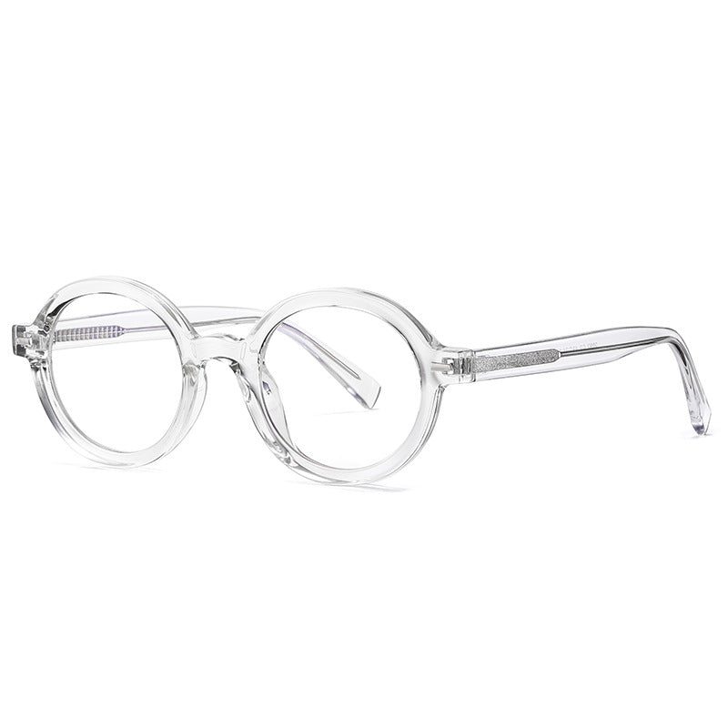 Thick Round Blue Light Blocking Glasses in Crystal Clear