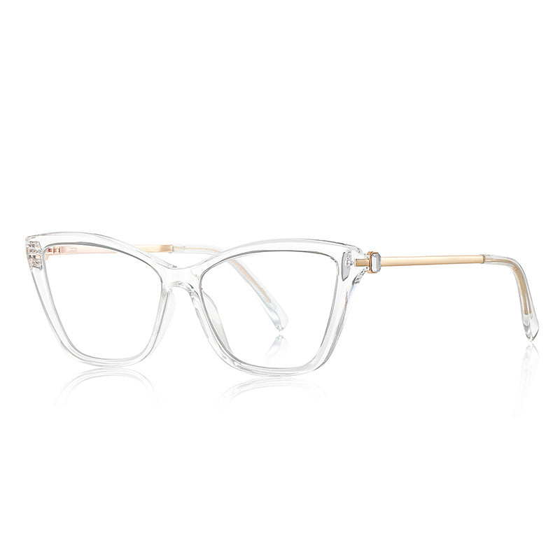 Crystal Link Cat Eye Blue Light Blocking Glasses in Crystal Clear & Gold