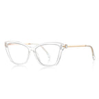 Crystal Link Cat Eye Blue Light Blocking Glasses in Crystal Clear & Gold