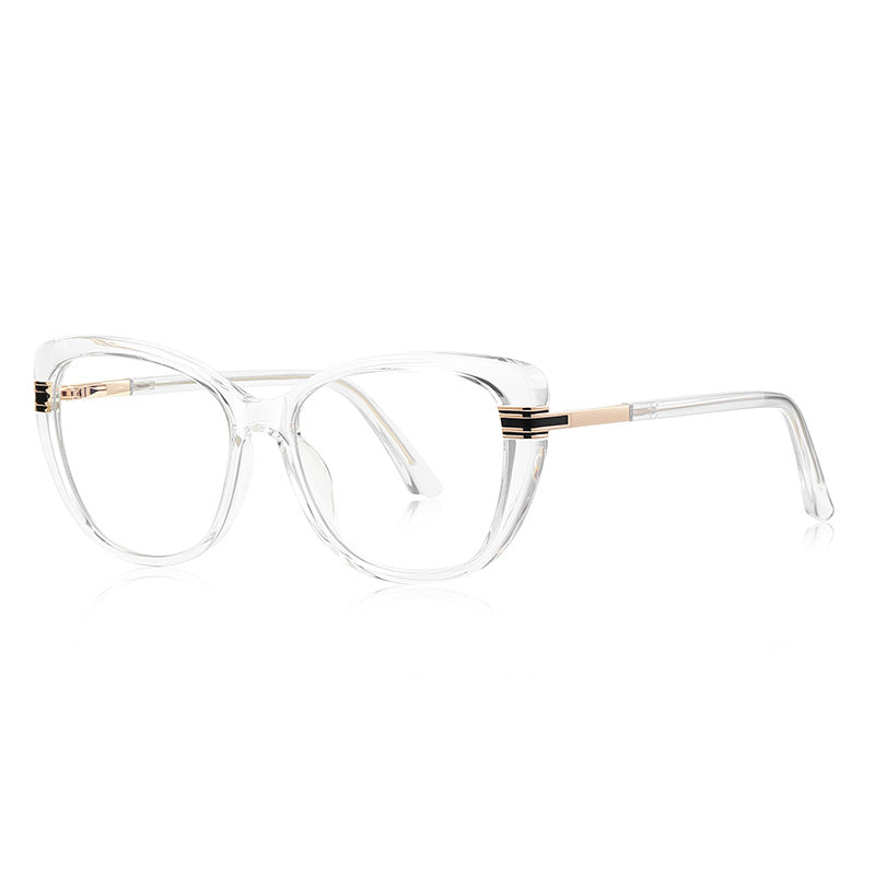 Two-Tone Cat Eye Blue Light Blocking Glasses in Crystal Clear