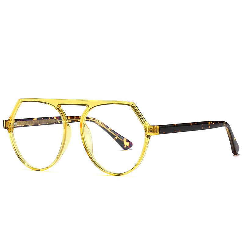 Flat Top Aviator Blue Light Blocking Glasses in Honey Yellow with Tortoiseshell Temples