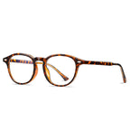 Dual Pin Rivet Keyhole Round Blue Light Blocking Glasses in Amber Demi Tortoiseshell