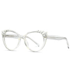 Pleated Brow Cat Eye Blue Light Blocking Glasses in Crystal Clear
