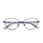 Colorblock Tip Metal Cat Eye Blue Light Blocking Glasses in Black with Blue Tips